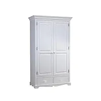 actual diffusion armoire penderie blanche 2 portes 2 tiroirs 6 niches l 114.5 h 195 p 54 cm