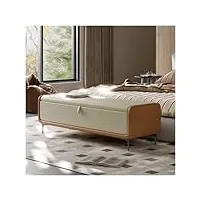 banc de lit banc ottoman de rangement moderne en simili cuir avec base en métal, banc de chambre rembourré for bout de lit, banc à chaussures de luxe, repose-pieds for chambre à coucher, salon, entrée