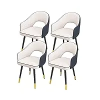 ensemble de 4 chaises de salle à manger modernes, chaises de cuisine en cuir imperméable avec pieds en acier au carbone, fauteuils de salon modernes rembourrés à dossier haut et so