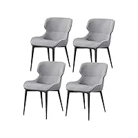 ensemble de 4 chaises de salle à manger de cuisine modernes, chaises d'appoint en cuir imperméables avec cadre en acier au carbone, chaises de comptoir de salon de cuisine, chaises