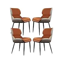 ensemble de 4 chaises de salle à manger modernes en cuir microfibre, siège ergonomique, pieds de chaise en acier au carbone ferme, chaises de salle à manger (couleur : orange)