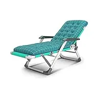 chaises longues et fauteuils de jardin chaise longue avec coussin chaise verte réglable mobilier d'extérieur lit pliant pour la plage piscine patio extérieur jardin camping pieds acier c318 (tai