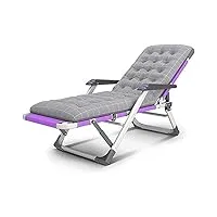 ycfaiikg chaises longues et fauteuils de jardin mobilier d'extérieur lit pliant violet avec coussin gris chaise longue réglable pour la plage piscine patio extérieur jardin camping c317 (taille :