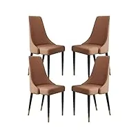 wzzqzr chaise de salle à manger en cuir microfibre de cuisine, lot de 4 pieds en bois, chaise de cuisine, chaises latérales ergonomiques pour le salon (couleur : marron foncé)
