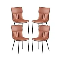wzzqzr lot de 4 chaises de salle à manger en cuir microfibre pour cuisine, chambre à coucher, balcon, canapé, chaise, pieds en acier au carbone, coiffeuse, chaise de maquillage (couleur : café)