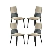 wzzqzr lot de 4 chaises de salle à manger en cuir microfibre pour chambre à coucher, salle de mariage, balcon, canapé, chaise robuste, pieds en acier au carbone (couleur : beige)