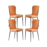 wzzqzr lot de 4 chaises de salle à manger en cuir microfibre pour table de cuisine, chaises d'appoint ergonomiques, pieds en métal robustes en acier au carbone (couleur : orange charmant)