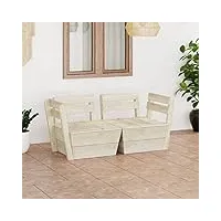rantry meuble canapé de jardin 2 places sur palettes en bois sapin imprégné, canapé, salon, canapé, canapé, canapé, canapé moderne, canapé pour extérieur, 2 places