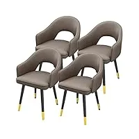 esentl meubles de salle à manger de cuisine, chaises de salle à manger, ensemble de 4 chaises de cuisine en cuir imperméables avec pieds en acier au carbone, dossier haut, siège souple rembourré, f