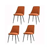 esentl ensemble de 4 chaises de salle à manger en velours avec pieds en métal noir pour salon, bureau, restaurant (couleur : orange)