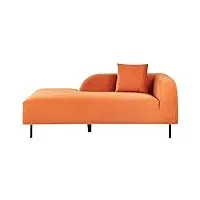 chaise longue côté droit rétro minimaliste en velours salon bureau hall orange le crau