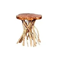 brillibrum table de salon design en bois de teck tronc d'arbre table d'appoint en teck table d'appoint ronde en teck