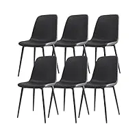 mahnfeid chaise de salle à manger en simili cuir, ensemble de 6 chaises de cuisine, chaise d'appoint avec dossier ergonomique et pieds en métal, chaise de loisirs pour comptoir