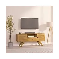 meuble tv, banc tv support de télévision table tv bas armoire basse meuble tv 110x30x50 cm bois de teck solide