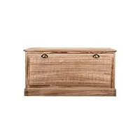 pegane malle, coffre de rangement rectangulaire en bois coloris naturel - longueur 104 x profondeur 40 x hauteur 45 cm