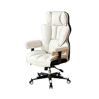 chaises de bureau à domicile, chaise de bureau ergonomique, chaise de travail pivotante en cuir pu avec dossier réglable de 90° à 145°, coussin de siège en éponge épaisse et accoudoir régla