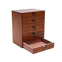 organisateur de bureau à 5 tiroirs, boîte de rangement en bois vintage avec tiroirs de rangement, tiroir d'étagère rustique, armoire de rangement de b