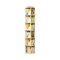 whdeoy bibliothèque rotative en bois, multicouches, rotation à 360 degrés, étagère d'angle autoportante (couleur : bois, taille : 46 x 196 cm) (bois 46 x 196 cm)