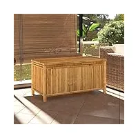 rantry coffre de jardin en bois avec couvercle et beaucoup d'espace de rangement - 110 x 52 x 55 cm - bambou