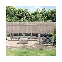 rantry salon de jardin 8 pièces avec coussins - ensemble de meubles de jardin - salon de jardin - meubles de balcon - blanc acier