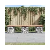 rantry banc gabion - banc de parc, meuble - panier en pierre - panier métallique - banc de jardin - banc de gabion - banc de jardin en gabion - 203 x 44 x 42 cm - bois massif de douglas