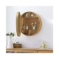 armoire de salle de bain murale moderne avec miroir, armoire à pharmacie ronde suspendue, pour salon, cuisine, chambre à coucher, jaune, 70 cm