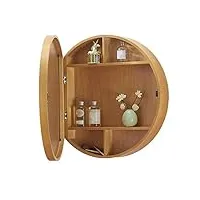armoires de salle de bain avec miroir armoire à pharmacie à porte ouverte murale, armoire à miroir de salle de bain ronde en bois, étagères de rangement/meubles de salle de bain