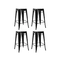 duhome lot de 4 tabourets de bar en fer - hauteur d'assise : 66 cm - empilables - en métal - avec repose-pieds - design industriel - noir