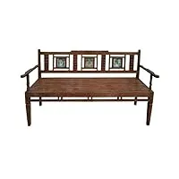 pegane banc d'assise, banquette rectangulaire en bois coloris marron - longueur 183 x profondeur 58 x hauteur 95 cm