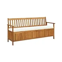 helloshop26 banc de jardin meuble de patio d'extérieur terrasse de rangement avec coussin 170 x 63 x 84 cm bois d'acacia solide 02_0011800