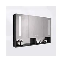 garcan armoire de toilette led cadre en aluminium meuble a miroir avec Éclairage armoire à pharmacie anti-buée avec beaucoup d'espace de rangement (color : a, size : 80cm)