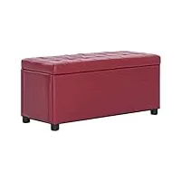 vopese coffre de rangement avec espace de rangement - banc de rangement - meuble rembourré - 87,5 cm - en cuir synthétique - bordeaux