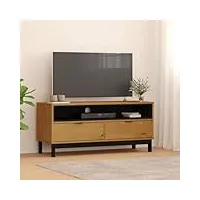 tidyard meuble tv flam 110x40x50 cm bois massif de pin, banc tv avec compartiments de stockage, support de télévision pour salon, chambre meubles style a
