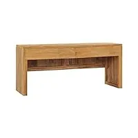 tidyard meuble tv 100x35x45 cm bois de teck massif, banc tv avec compartiments de stockage, support de télévision pour salon, chambre meubles