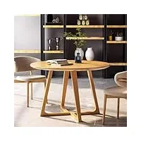 fuyao table à manger ronde moderne en bois massif du milieu du siècle, conception de piédestal rustique pour petits espaces, sièges 2-4 personnes, cuisine et meubles de salle à manger