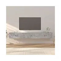 dcraf nice entertainment centres & meuble tv mural 3 pièces gris béton 100 x 34,5 x 40 cm
