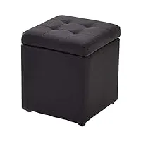 huqhumsk repose-pieds cube en simili cuir, pouf de rangement, coffre à jouets avec charnière, boîte de rangement (noir 30 x 30 x 35 cm)