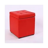 huqhumsk pouf en cuir pu avec rangement, petit repose-pieds carré imperméable remplissage éponge pouf avec couvercle salon canapé table basse-rose rouge 30x30x35cm
