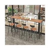 table de bar table haute avec cadre en métal solide, table de bar haute, table de pub rectangulaire pour usage intérieur et extérieur, table de bar rectangulaire étroite pour salle à manger, salon ( 1