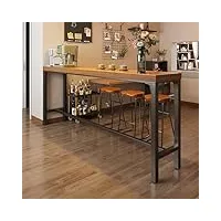table de pub rectangulaire, table de bar avec cadre en métal solide et pieds réglables, table de comptoir de cuisine, table haute, table de canapé avec pieds en métal noir, marron rustique ( 120*40*10