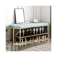 tabouret à chaussures nordique simple à changement, meuble à chaussures, tabouret de porche, sac souple, coussin, étagère à chaussures, peut être assis, meuble à langer 80 x 30 x 40 cm, bleu