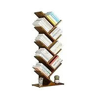 huntff bibliothèques en bambou, rangement en forme d'arbre au design contemporain, bibliothèque de bureau, étagères d'organisation de rangement de livres à domicile, pour livres/magazines/cd, etc.