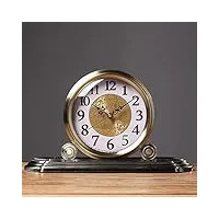 btydkl horloge de cheminée, horloge nordique, silencieuse, décorative, petit réveil, étagère de bureau européenne vintage, horloge de bureau en verre hd