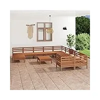 rantry casa set salon de jardin 12 pièces miel en bois massif de pin, chaises longues, canapé-lit, meubles de jardin, lit de piscine de jardin pour l'extérieur de la piscine