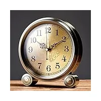 btydkl horloge de cheminée, horloge nordique, silencieuse, décorative, petit réveil, étagère de bureau européenne vintage, horloge de bureau en verre hd