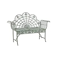wjabshu bancs banc de patio de style rustique rétro, banc de jardin en fonte vert antique de 57,4", chaise de loisirs pliable pour 2 personnes pour porche, arrière-cour, parc, coussins de siège pour