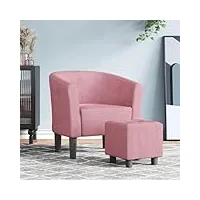 generico larryhot fauteuil cabriolet avec repose-pieds rose en velours,chaises,fauteuils,356454