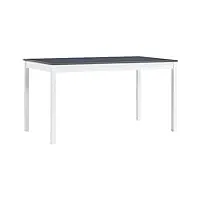 generico larryhot table à manger blanche et grise 140 x 70 x 73 cm en bois de pin, tables de cuisine et salle à manger, 283400