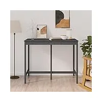 generico larryhot table de bar gris 140 x 80 x 110 cm en bois massif de pin, tables de cuisine et salle à manger, 822159
