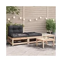 larryhot canapé de jardin sans accoudoirs avec coussins et repose-pieds, meubles et chaises de jardin, unité pour canapé modulaire d'extérieur, 838141